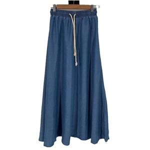 Noe Womens Chambray Maxi Skirt Size XS Blue Tencel Boho Cottagecore Coastal